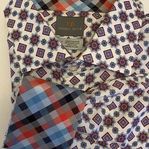 Thomas Dean big and tall 2XLT  flip cuff cotton long sleeve button down shirt